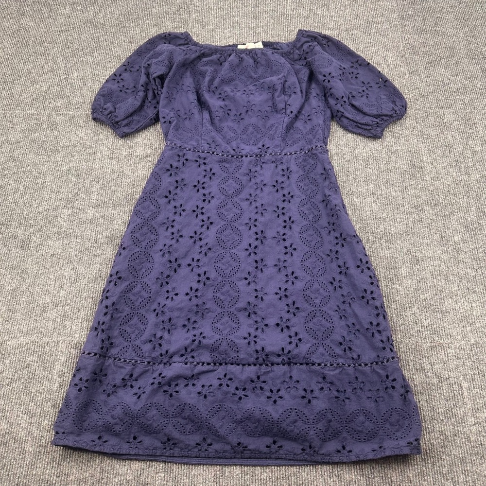 Vineyard Vines Eyelet Dress Coastal 2 Puff Sleeve Cotton Navy Blue Modern Summer